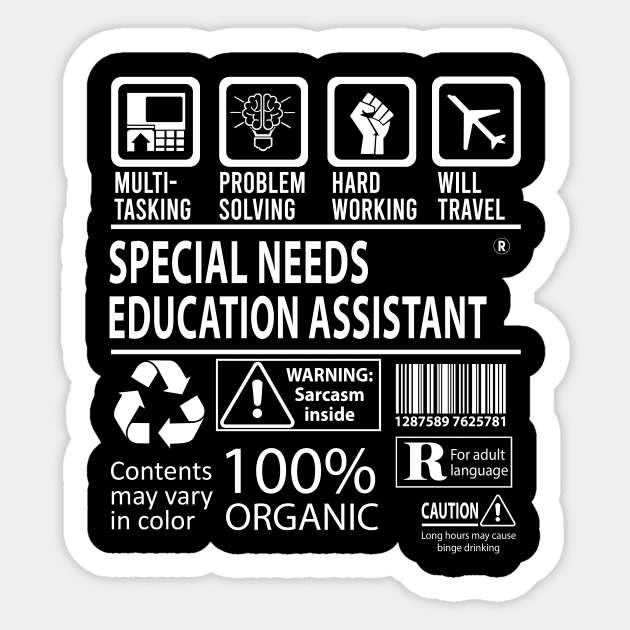 Special Needs Education Assistant T Shirt - MultiTasking Certified Job Gift Item Tee Sticker by Aquastal